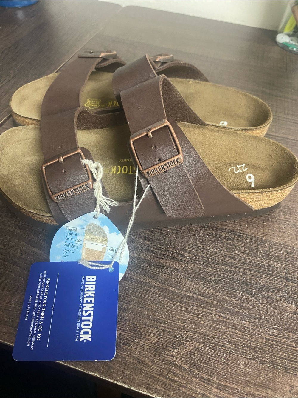 Birkenstock Two-Strap Sandals in Dark Brown made in Germany. - Picture 2 of 6